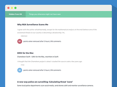 Hidden From HN feed flat hacker news news website ycombinator