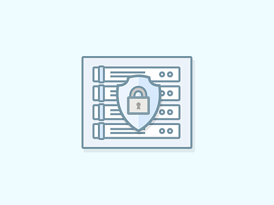 Safe Server flat illustration lock safe security server shield