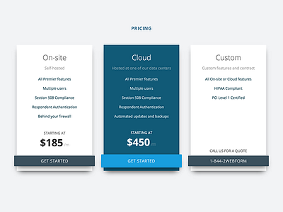 Pricing draft comparison features pricing table web website