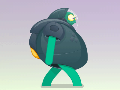 Animated GIF Walk alien animated creature illustration space suit walk