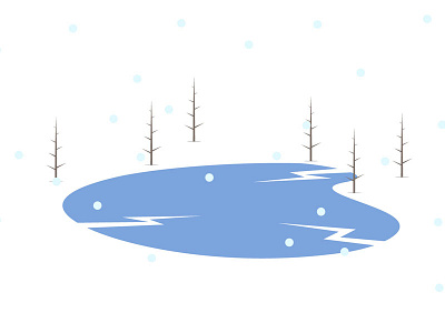 Winter Lake animation ecard ice illustration lake snow tree vector winter