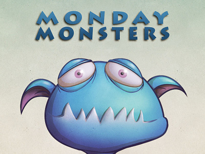 Monday Monsters blue creature illustration monday monster sad teeth