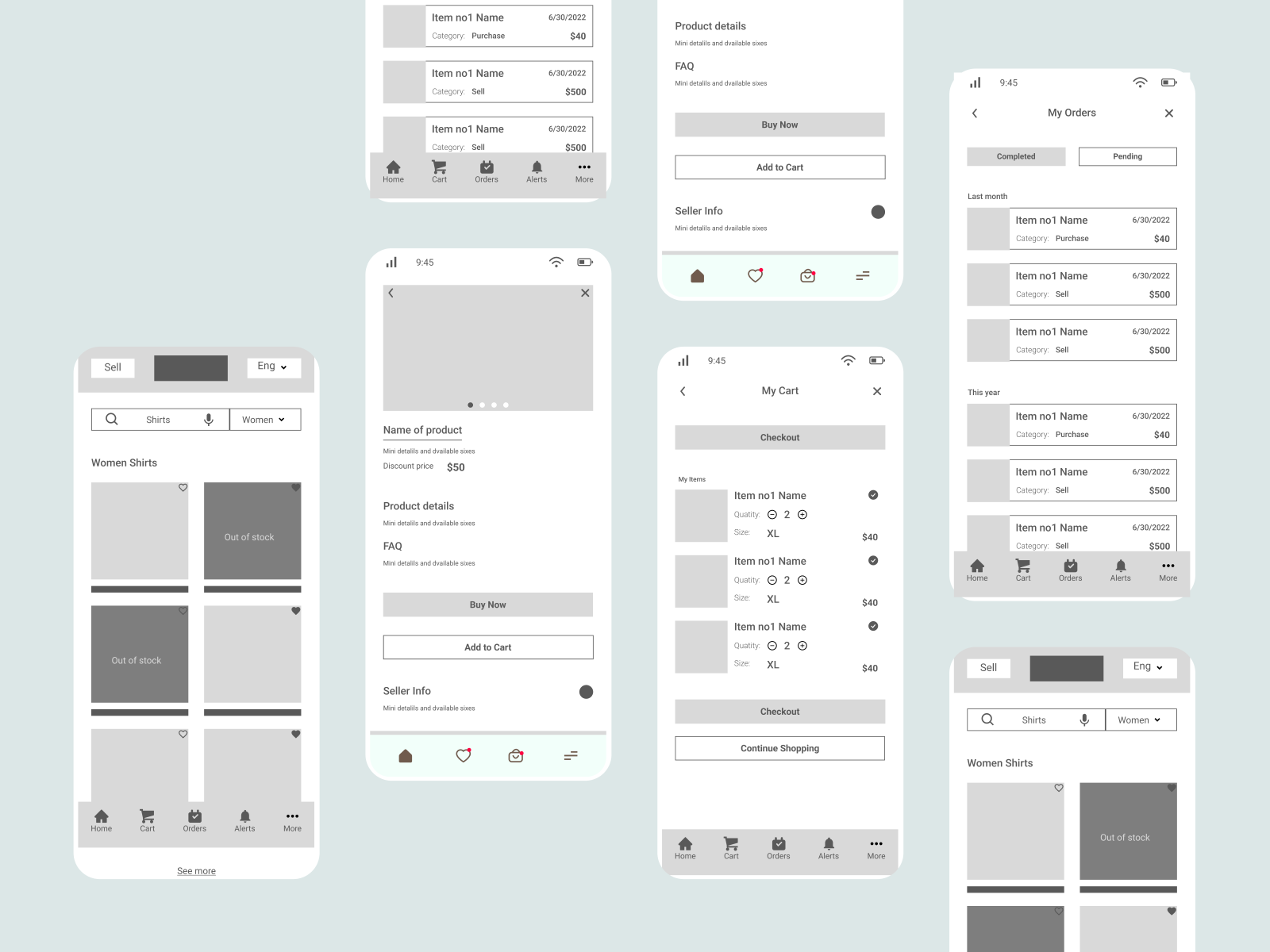 Wireframing for Thrift Store App by Ijaz Ahmad on Dribbble