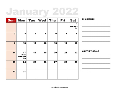 Free Printable January 2022 Calendar by calendar onepage on Dribbble