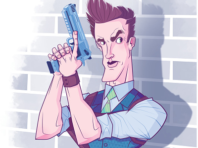 Detective adobeillustator adobephotoshop characterdesign detective gunfight holster illustration mrbob pixel vector wall