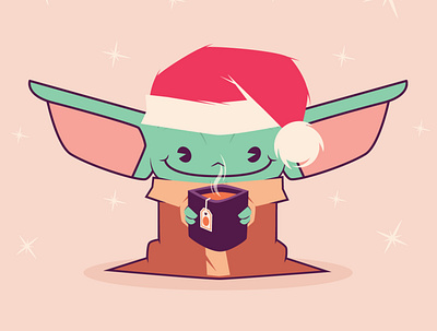 Christmas Baby Yoda baby yoda character design christmas colors geometric illustration illustrations illustrator mr. bob simple starwars vector yoda