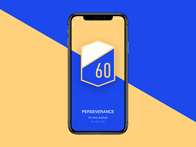 Phone - 60 Mins Reached achievement app design sketch ui
