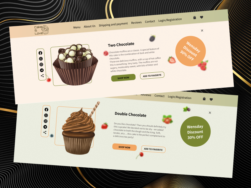 Cards for bakery catalog by Klavdiia Krasnolutska on Dribbble