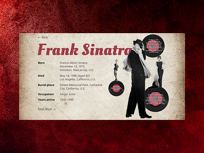 Frank Sinatra page design figma photoshop ui