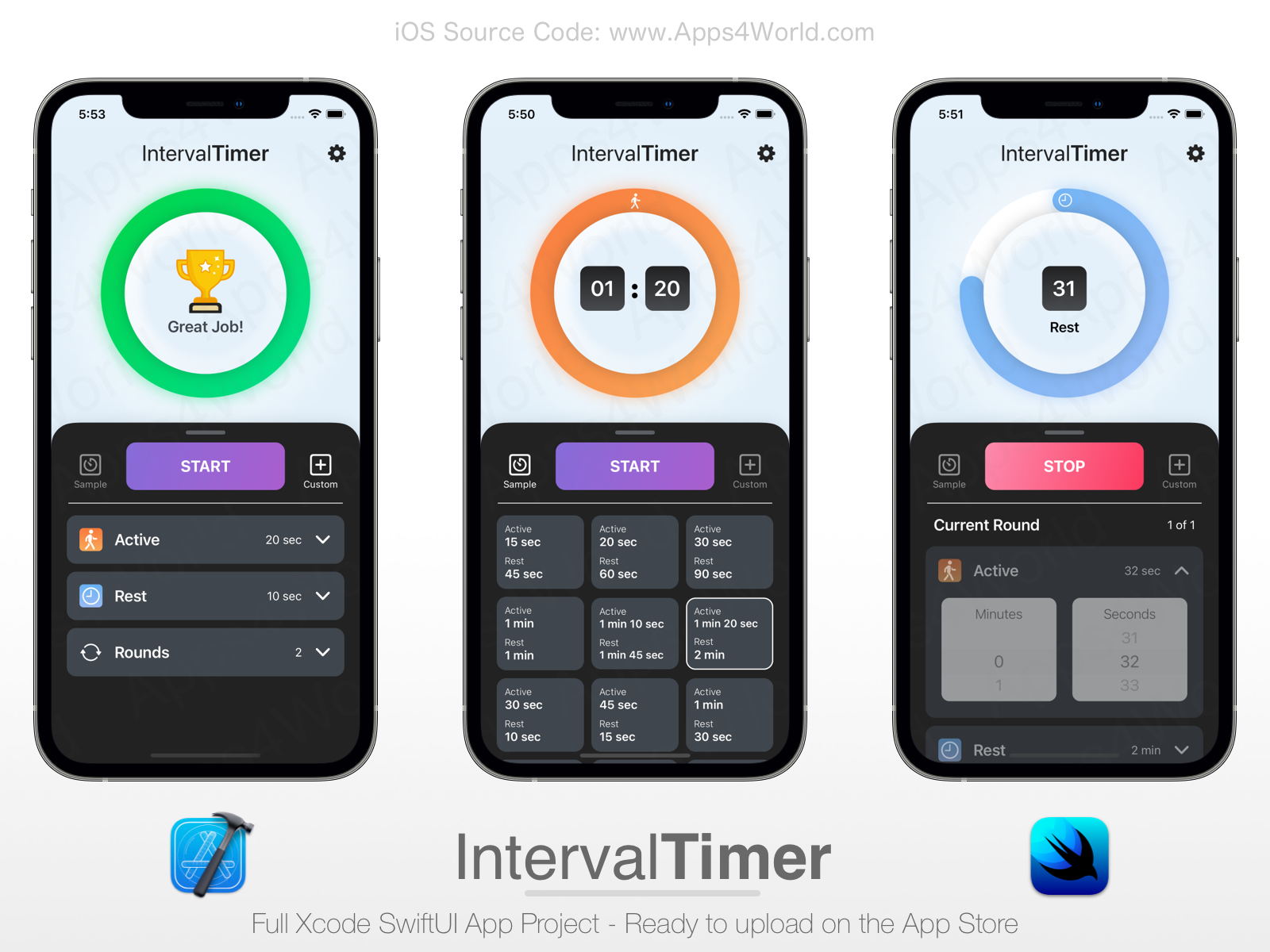 Interval Timer HIIT Workout Timer iOS Source Code by Apps4World