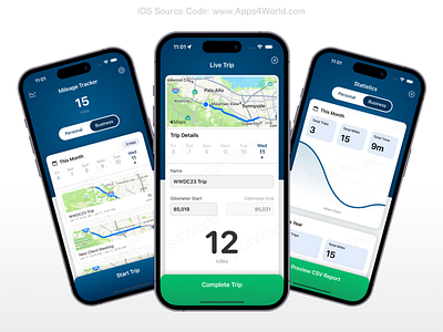 Mileage Tracker - Live Map Tracking ai app art generator ios app map mileage tracker miles mobile mobile app tracker