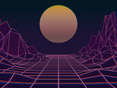 Synthwave Dreams 3d 80s blender future retro sunset synthwave vaporwave