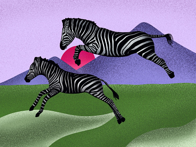Procreate Illustration animals brushes design illustration procreate safari sunset zebra