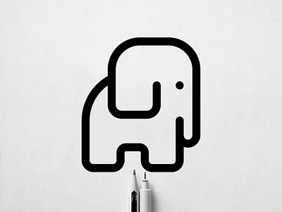 Elephant Line Art Logo