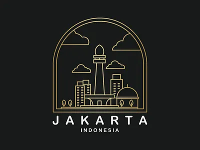 Monas Jakarta Line Art Logo 3d animation app behance branding design dribbble dubai graphic design icon illustration instagram logo motion graphics typography uae ui usa ux vector