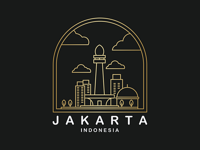 Monas Jakarta Line Art Logo 3d animation app behance branding design dribbble dubai graphic design icon illustration instagram logo motion graphics typography uae ui usa ux vector