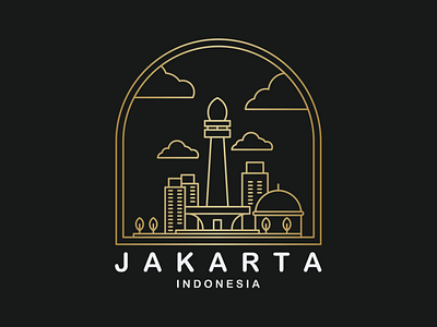 Monas Jakarta Line Art Logo