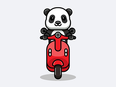 Vespa Panda Cartoon Logo