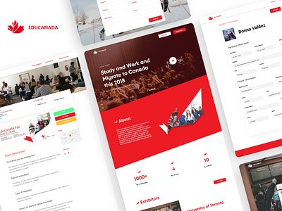 EDUCANADA - Web Design Concept daily ui education website events landing page minimalist red ui user interface website website design