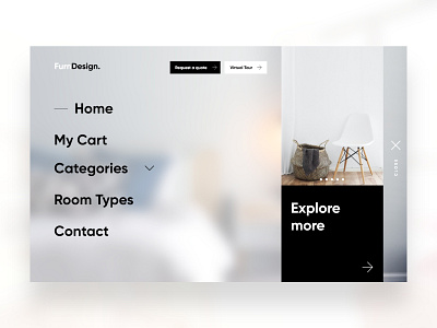 30 minutes UI Challenge - Furniture Website (Sidebar) blur branding daily ui design furniture furniture store furniture website landing page minimalist sidebar menu ui user interface web design website