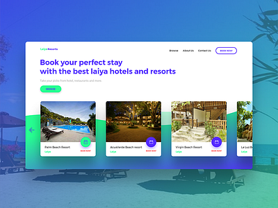 Booking Page - Laiya Beach Resorts carousel gradient landing page minimalist ui web design web ui