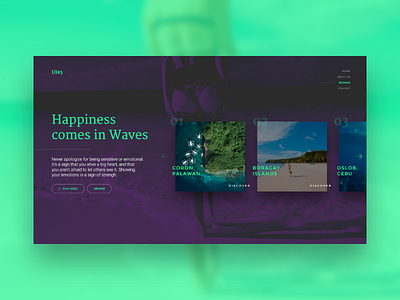 Daily UI #5: Browse Page (Duo Tone) beach browse page carousel daily ui dual tone minimalist violet web design