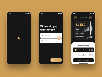 Fly. - A Premium Booking App airline airplane booking app bookings daily ui design flight app flight search fly mobile app mobile app design ui user interface ux
