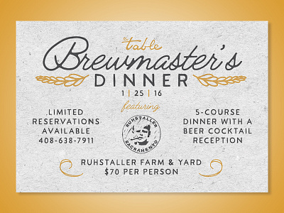 Brewmaster's Dinner Flyer beer farm to table local promotion restaurant vintage