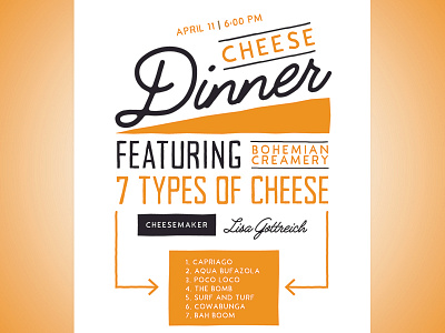 Cheese Dinner Flyer cheese dinner farm to table flyer