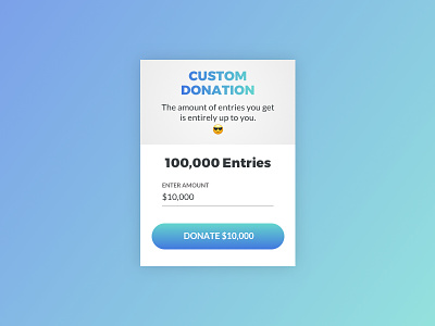 Prizeo Custom Donation Card campaign cards cause charity emoji gradient material personality product design redesign ui design ux design