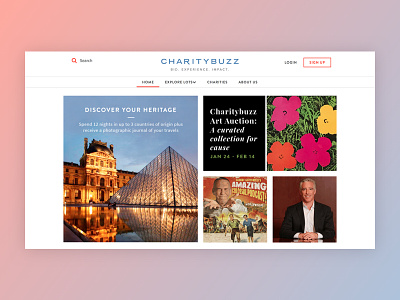 Phase One of Charitybuzz rebrand + redesign auction charity rebranding redesign ui