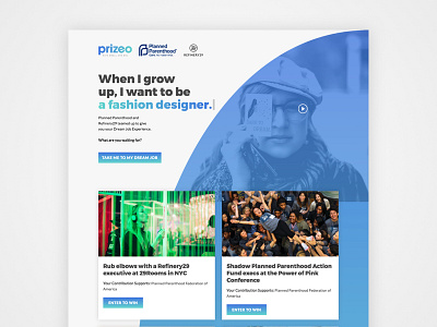 Planned Parenthood and Prizeo Landing Page