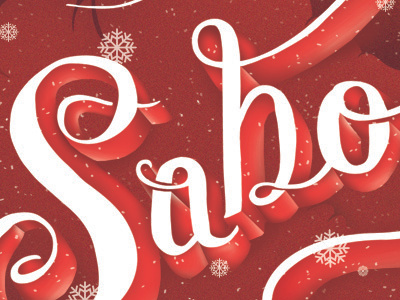 Text Sample drawn hand holly letters red