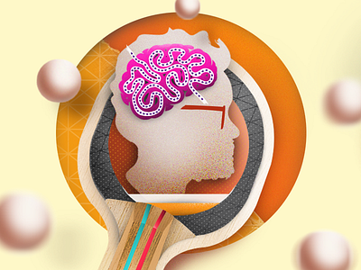 Pong Paddle brain icon illustration paddle pingpong test