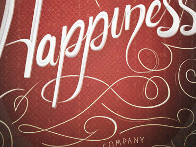 Happy calligraphy happy lines red text