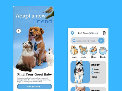 Adoption center app design adobe xd app app design app ui dribbble graphic design illustration ui ui design uiux ux