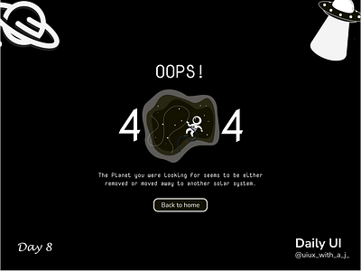 Space 404 UI 404 8 adobe xd black daily ui dailyui dark dashboard day 8 dribbble earth figma jupiter page space star ui ux web website