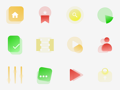 Glassmorphism icon set