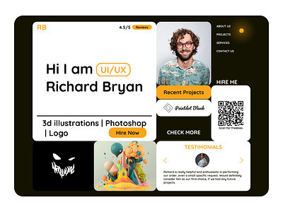 Portfolio UI 3d adobe xd branding design dribbble figma graphic graphic design illustration illustrations inspiration landing page logo portfolio ui uiux visual web website website design