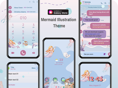 Mermaid Illustration Theme <Samsung Theme> branding graphic design ui