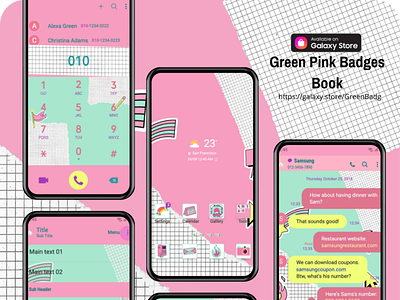 Green Pink Badges Book <Samsung Theme> branding graphic design ui