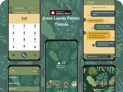 Green Leaves Pattern Themes <Samsung Theme> app branding design graphic design illustration ui ux