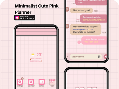 Minimalist Cute Pink Planner <Samsung Themes> app branding design graphic design illustration ui ux