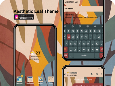 Aesthetic Leaf Theme <Samsung Theme> app branding design graphic design illustration ui ux