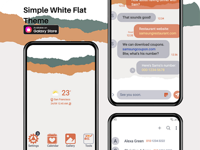 Simple White Flat Theme <Samsung Theme> app branding design graphic design illustration ui ux