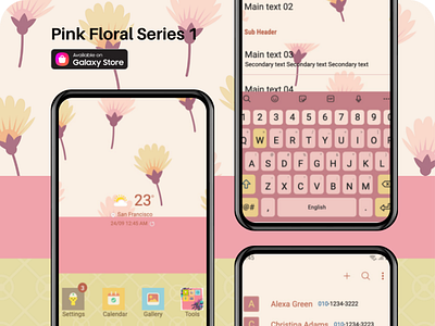 Pink Floral Series 1 <Samsung Theme> app branding design graphic design illustration ui ux