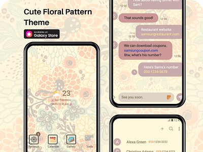 Cute Floral Pattern Theme <Samsung Theme> app branding design graphic design illustration ui ux