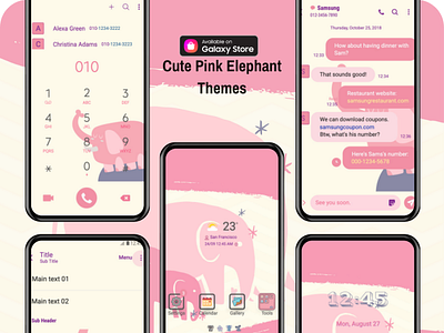 Cute Pink Elephant <Samsung Theme> app branding design graphic design illustration ui ux