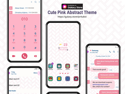 Cute Pink Abstract Theme <Samsung Theme> app branding design graphic design illustration ui ux