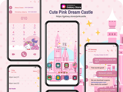 Cute Pink Dream Castle <Samsung Theme> app branding design graphic design illustration ui ux